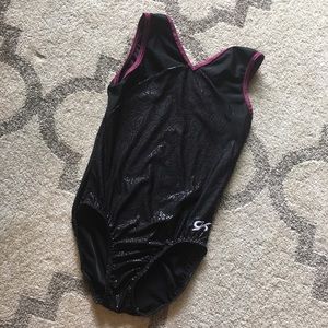 V-Neck Black Gymnastics Leotard AL